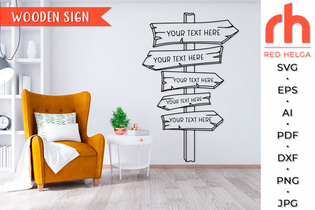Wooden Sign SVG - Direction Board Cut File SVG RedHelgaArt 