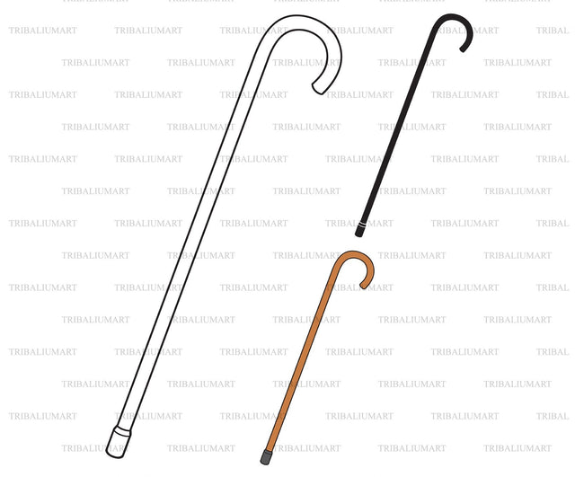 Wooden walking stick cane SVG TribaliumArtSF 