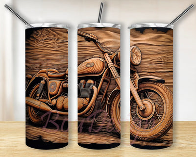Woodgrain Motorcycle 20oz Skinny Tumbler Png, Motorbike Tumbler, Motorcycle, Motocross Tumbler Wrap Png, Biker Sublimation Designs, Skinny Tumbler Designs Sublimation BouDesign 