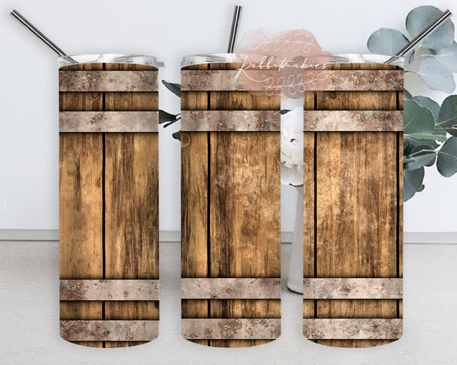 Woodgrain Tumbler Design, Rustic Wood Barrel 20oz Skinny Tumbler, Wood Tumbler Wrap, Wood Tumbler Template, Instant Download Sublimation Rabbitmakies 