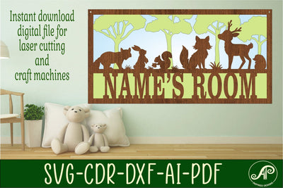 Woodland 3 Layer Name Sign SVG File SVG APInspireddesigns 