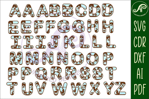 Woodland alphabet set. 2 layer letters 47 letters SVG file vector file ai, cdr, dxf and pdf instant download digital design forest letters SVG APInspireddesigns 