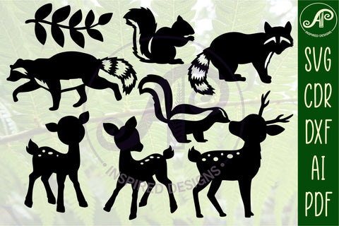 Woodland animal shapes 38 designs, laser cut file, cut outs SVG APInspireddesigns 