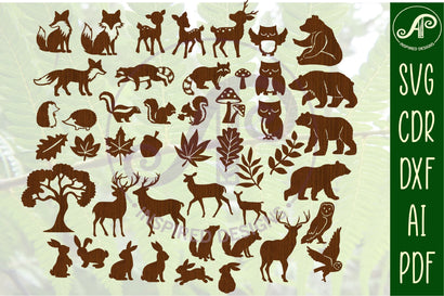 Woodland animal shapes 38 designs, laser cut file, cut outs SVG APInspireddesigns 