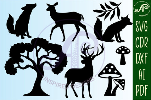 Woodland animal shapes 38 designs, laser cut file, cut outs SVG APInspireddesigns 