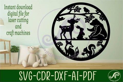 Woodland animals wall art sign, SVG file. vector file SVG APInspireddesigns 