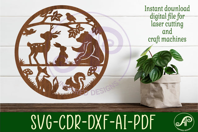 Woodland animals wall art sign, SVG file. vector file SVG APInspireddesigns 