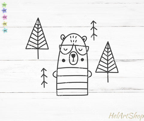 Woodland Bear svg, Baby Bear svg SVG _HelArtShop_ 
