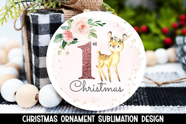 Woodland Deer Baby's 1st Christmas PNG Sublimation BijouBay 