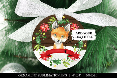 Woodland Red Fox Round Christmas Sublimation PNG Sublimation BijouBay 