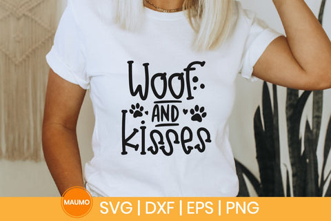 Woof and kisses, dog valentine svg quote SVG Maumo Designs 