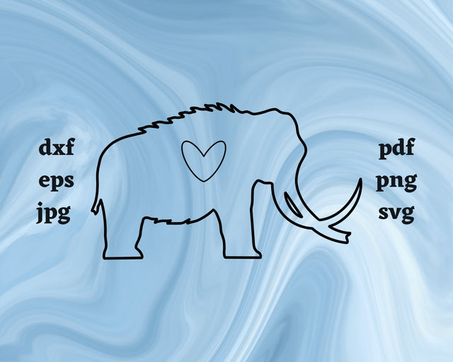 Wooly Mammoth Heart SVG Cut File SVG Northern Light SVG 