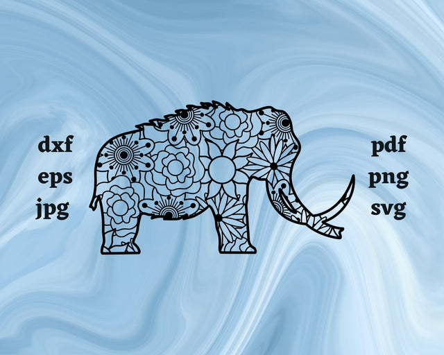 Wooly Mammoth Mandala SVG Cut File SVG Northern Light SVG 