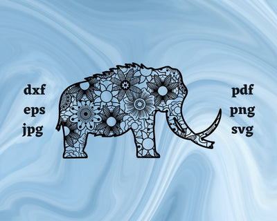 Wooly Mammoth Mandala SVG Cut File SVG Northern Light SVG 