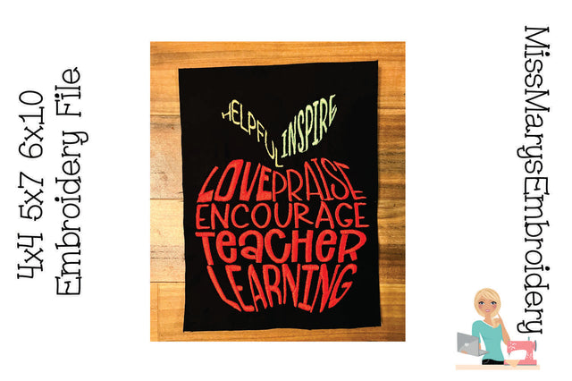 Word Apple Embroidery File Embroidery/Applique DESIGNS MissMarysEmbroidery 