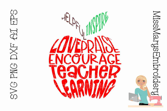 Word Apple SVG | Teacher Apple SVG | School SVG SVG MissMarysEmbroidery 