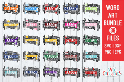 Word Art Bundle | Sports \ Occupations SVG Svg Cuttables
