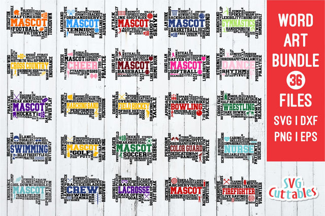 Word Art Bundle | Sports \ Occupations SVG Svg Cuttables