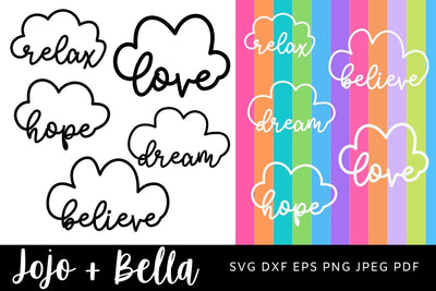 Word Cloud Svg, Love Svg, Relax Svg, Hope Svg, Dream Svg, Believe Svg,Cloud Svg, Png, Cut file Svg files for Cricut, Sublimation, Silhouette SVG Jojo&Bella 