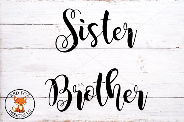 Word Sister SVG, Word Brother SVG PNG DXF SVG RedFoxDesignsUS 