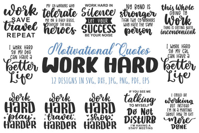 Work Hard SVG Bundle, Motivational SVG Cut File SVG dapiyupi store 