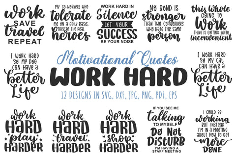 Work Hard SVG Bundle, Motivational SVG Cut File SVG dapiyupi store 
