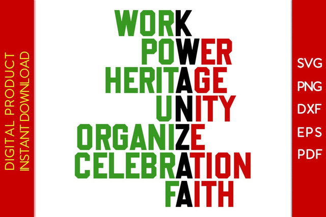 Work Power Heritage Unity Organize Celebration Faith Kwanzaa SVG PNG EPS Cut File SVG Creativedesigntee 