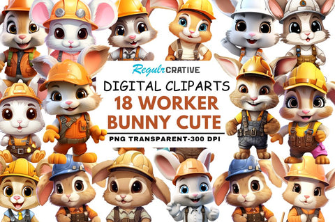 Worker Bunny Cute Clipart Sublimation Regulrcrative 
