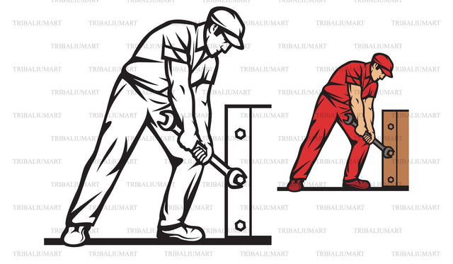 Worker holding wrench SVG TribaliumArtSF 
