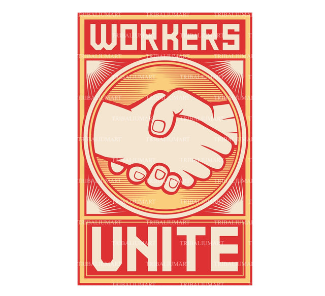 Workers unite poster SVG TribaliumArtSF 