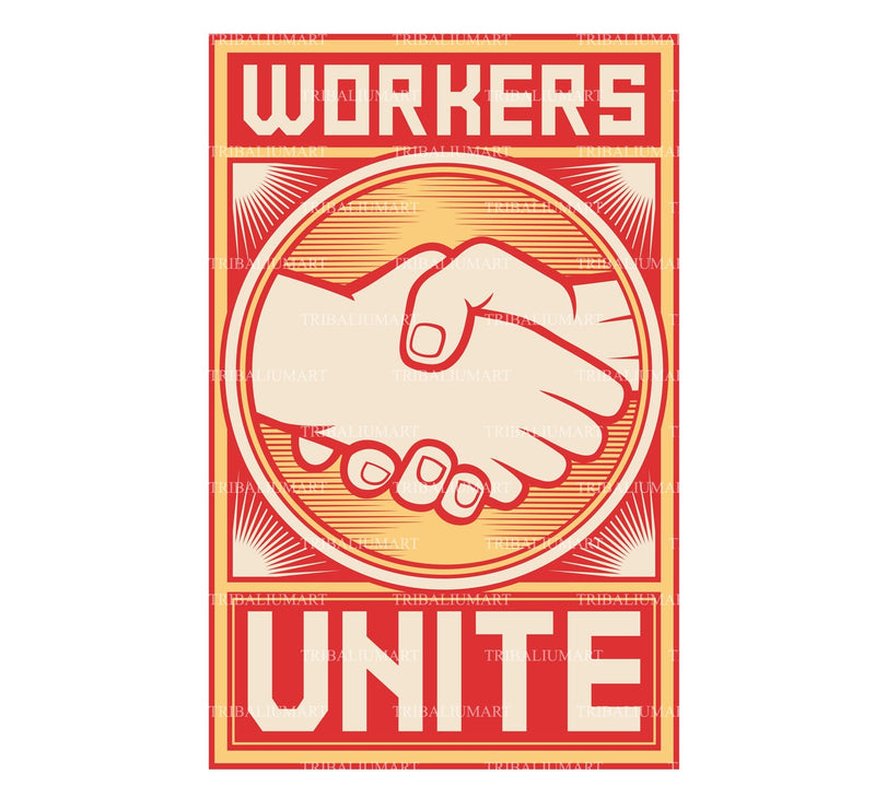 Workers unite poster. Cut files for Cricut. Clip Art silhouettes (eps ...