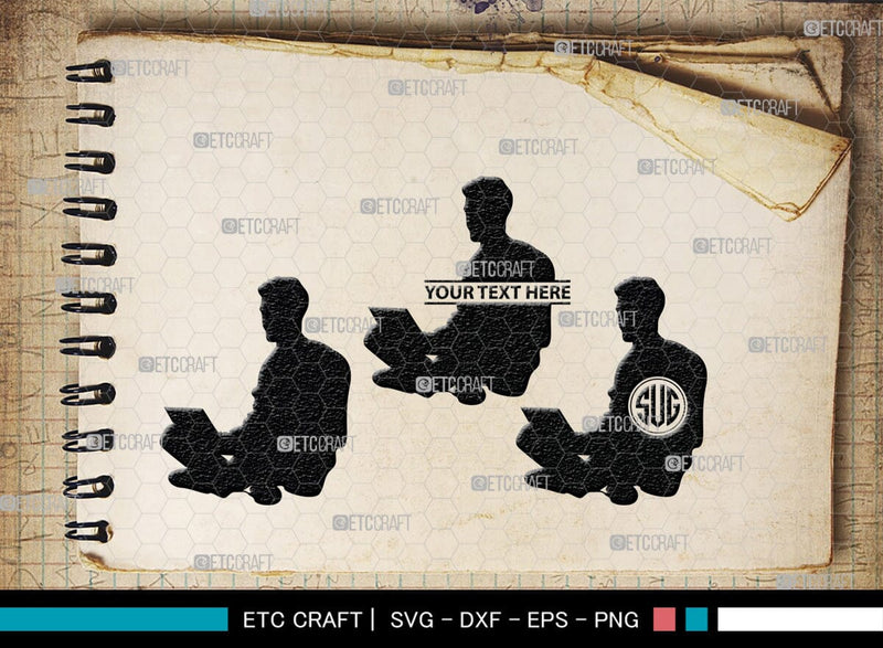 Computer Using Man Monogram Working Man Monogram, Working Man Silhouette, Working Man SVG, Handyman ...