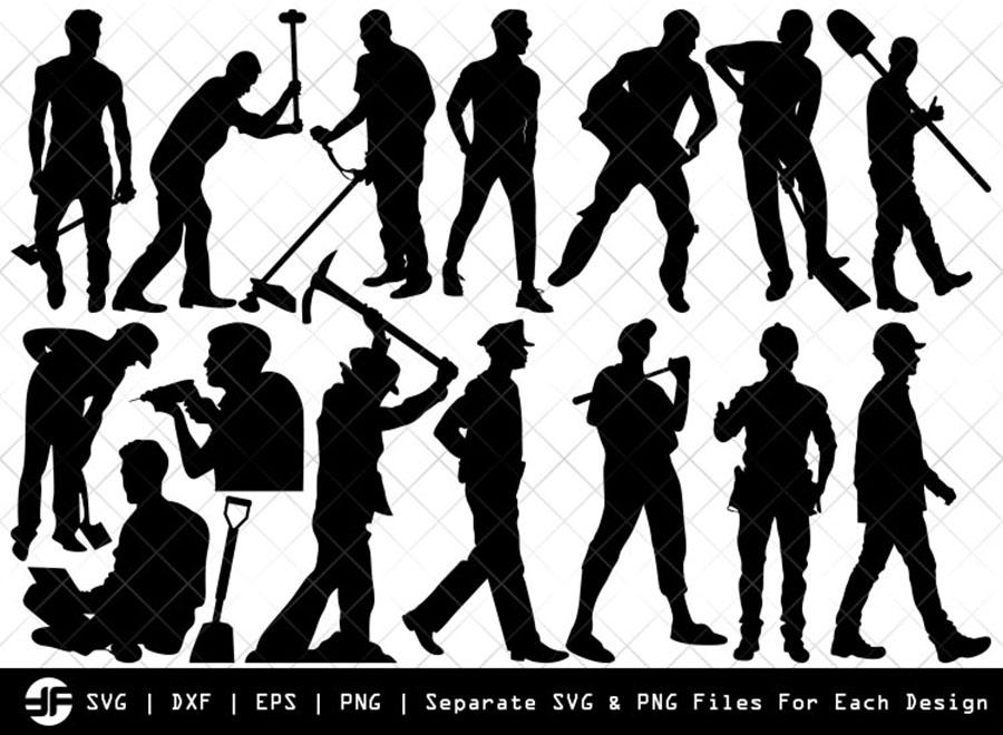 Working Man SVG | Silhouette Bundle | SVG Cut File - So Fontsy