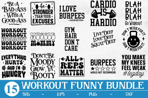 Workout Funny Motivation Quotes SVG Bundle SVG Svgcraft 