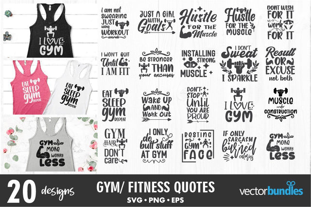 Workout gym quote bundle svg SVG vectorbundles 