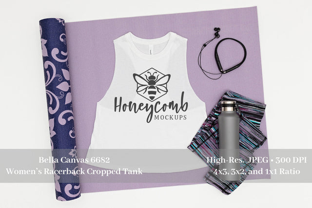 Workout Mockup, Bella Canvas 6682 White Tank Mockup, Women's Cropped Racerback Tank, Fitness Mockup, Sports Mockup Mock Up Photo Honeycomb Mockups 