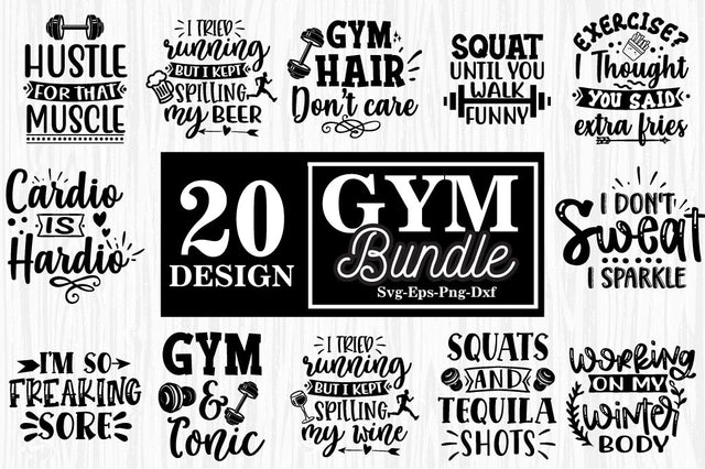 Workout SVG Bundle, gym svg, fitness svg, svg designs, funny SVG Svgcraft 