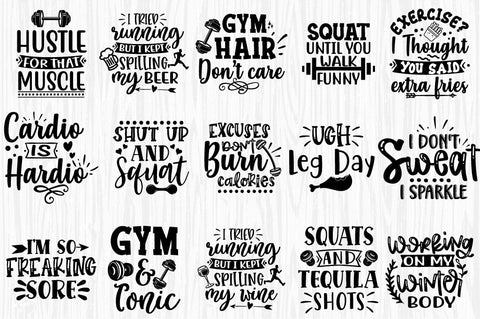 Workout SVG Bundle, gym svg, fitness svg, svg designs, funny SVG Svgcraft 