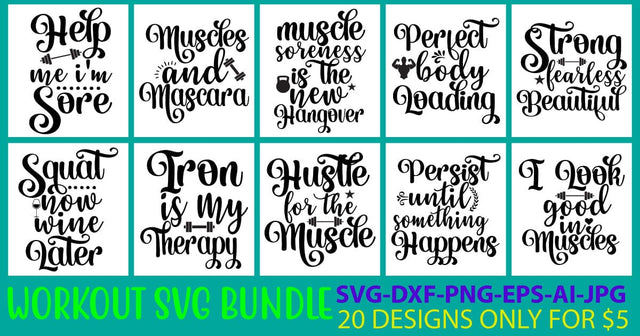 Workout SVG Bundle SVG Syaman 
