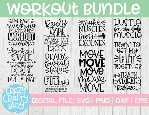 Workout SVG Cut File Bundle SVG Crazy Crafty Lady Co. 
