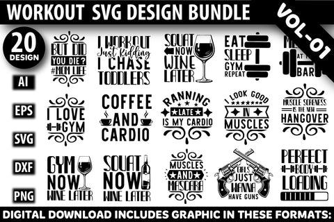 Workout Svg Design Bundle SVG Rupkotha 