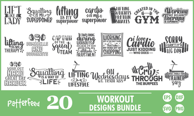 Workout SVG Designs Bundle SVG PatternFeed8 