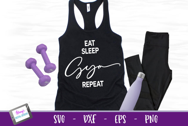 Workout SVG | Eat Sleep Gym Repeat SVG SVG Stacy's Digital Designs 