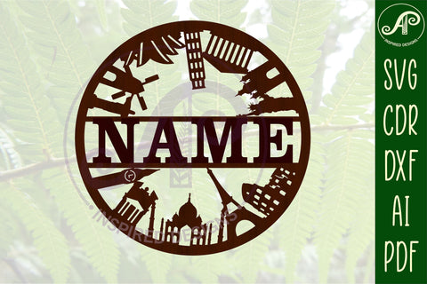 World landmarks name sign svg laser cut template SVG APInspireddesigns 