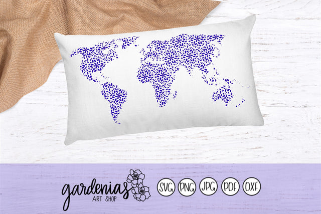 World Map Floral SVG Gardenias Art Shop 