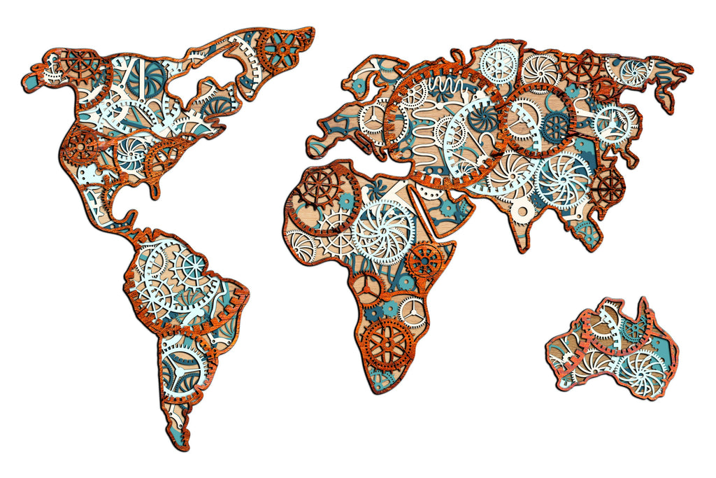 World Map Multilayer Cut Files for Laser Cut Wood or Cricut, Paper ...