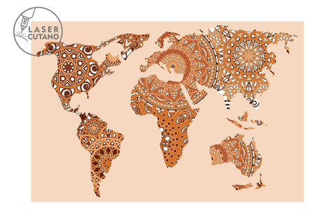 WORLD MAP Multilayer Laser Cut Files, Mandala, 3D Designs, Mini Design Bundles SVG LaserCutano 