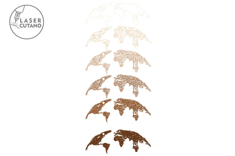 WORLD MAP Multilayer Laser Cut Files Mandala, Round Sign SVG, 3D Designs, Mini Design Bundles SVG LaserCutano 