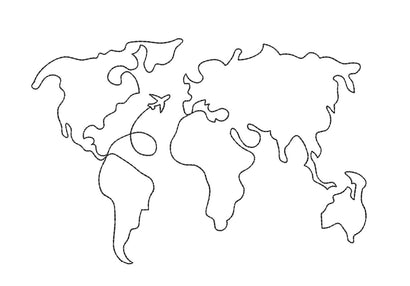 World Map One line machine embroidery design Embroidery/Applique DESIGNS Angie 