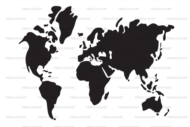 World map with continents SVG TribaliumArtSF 